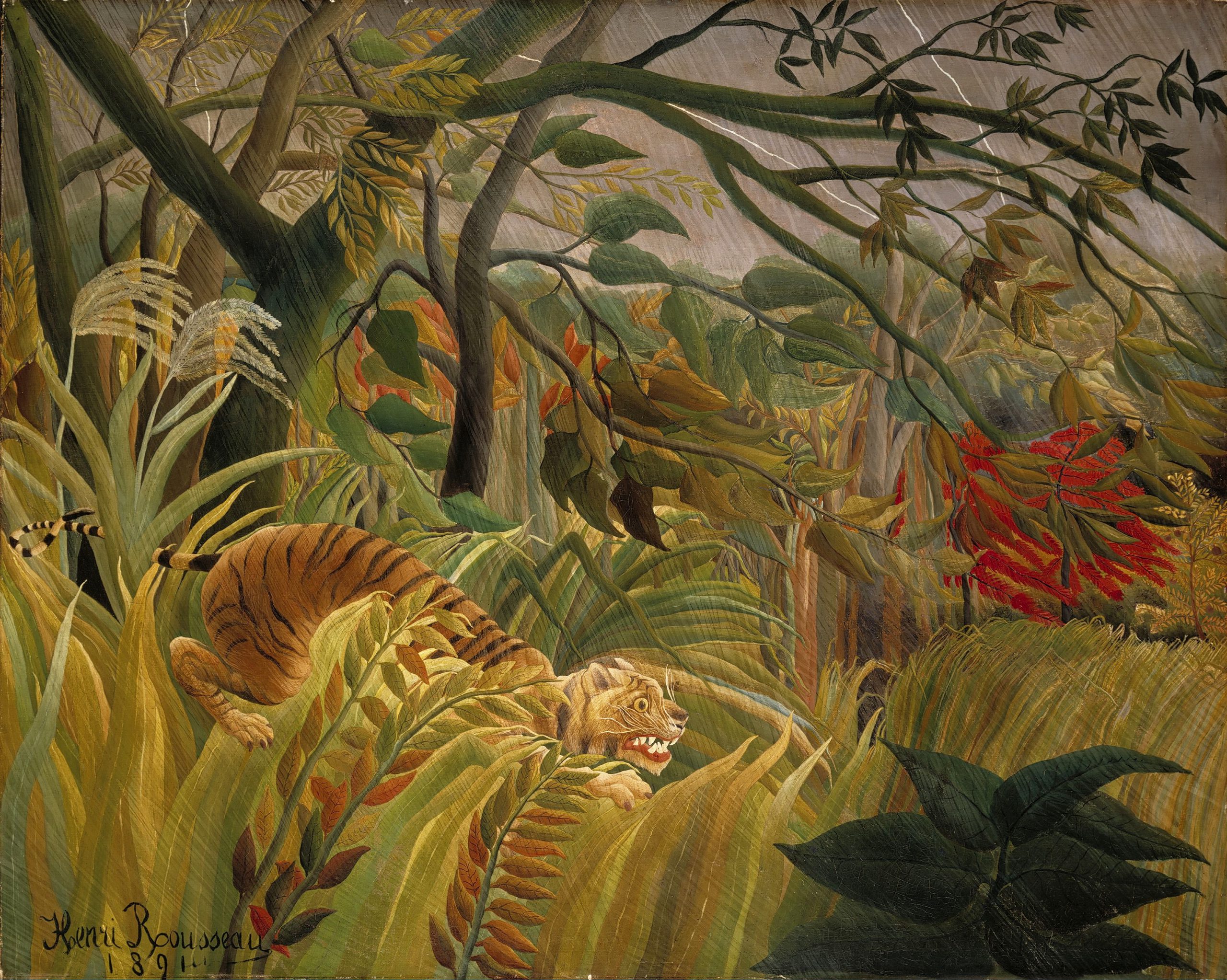 A painting by Henri Rousseau entitled Surprised!