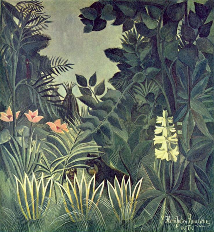a painting of the Equatorial Jungle by Henri Rousseau