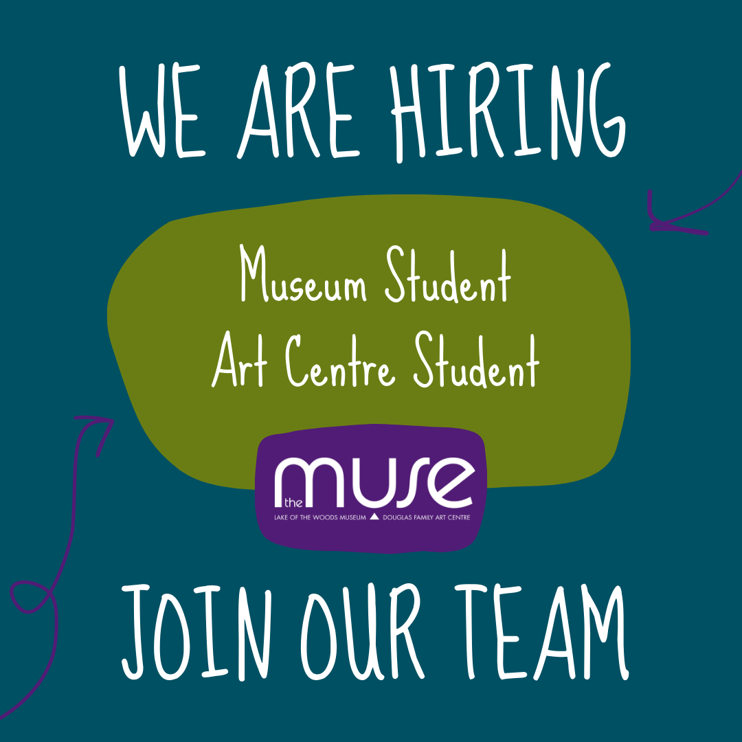 Colourful, graphic image with text "We are hiring / Museum Student / Art Centre Student / Join our team"