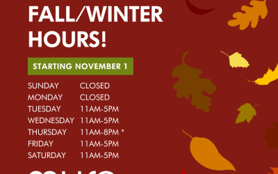 New Fall/Winter Hours at The Muse