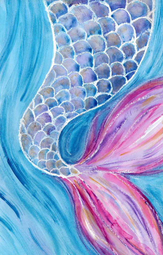 Watercolour & Oil Pastel Mermaid Tail