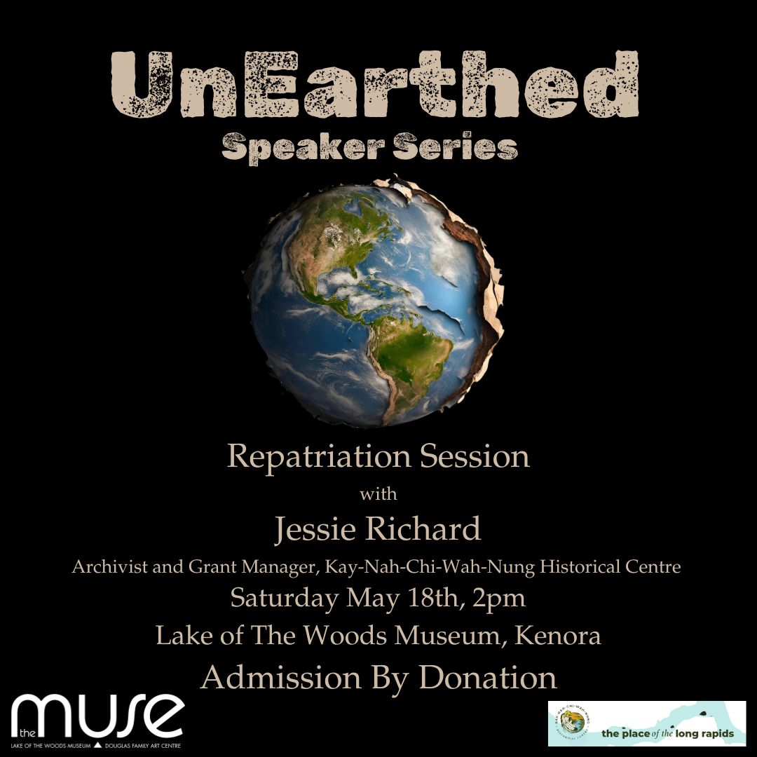 This is a poster for the UnEarthed Speaker Series Repatriation Session with Jessie Richard
