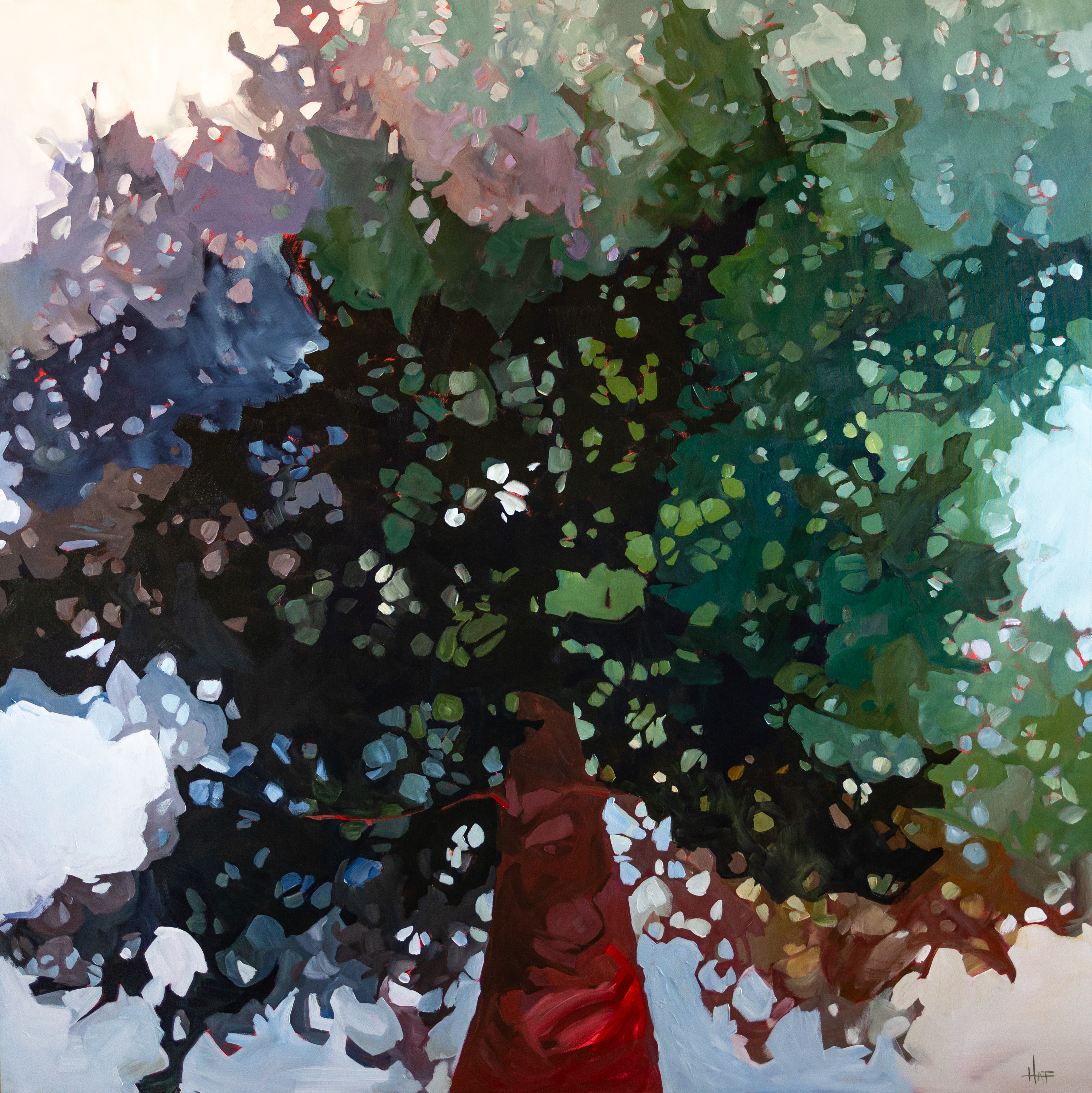 Painting of an abstracted  tree by Holly Ann Friesen