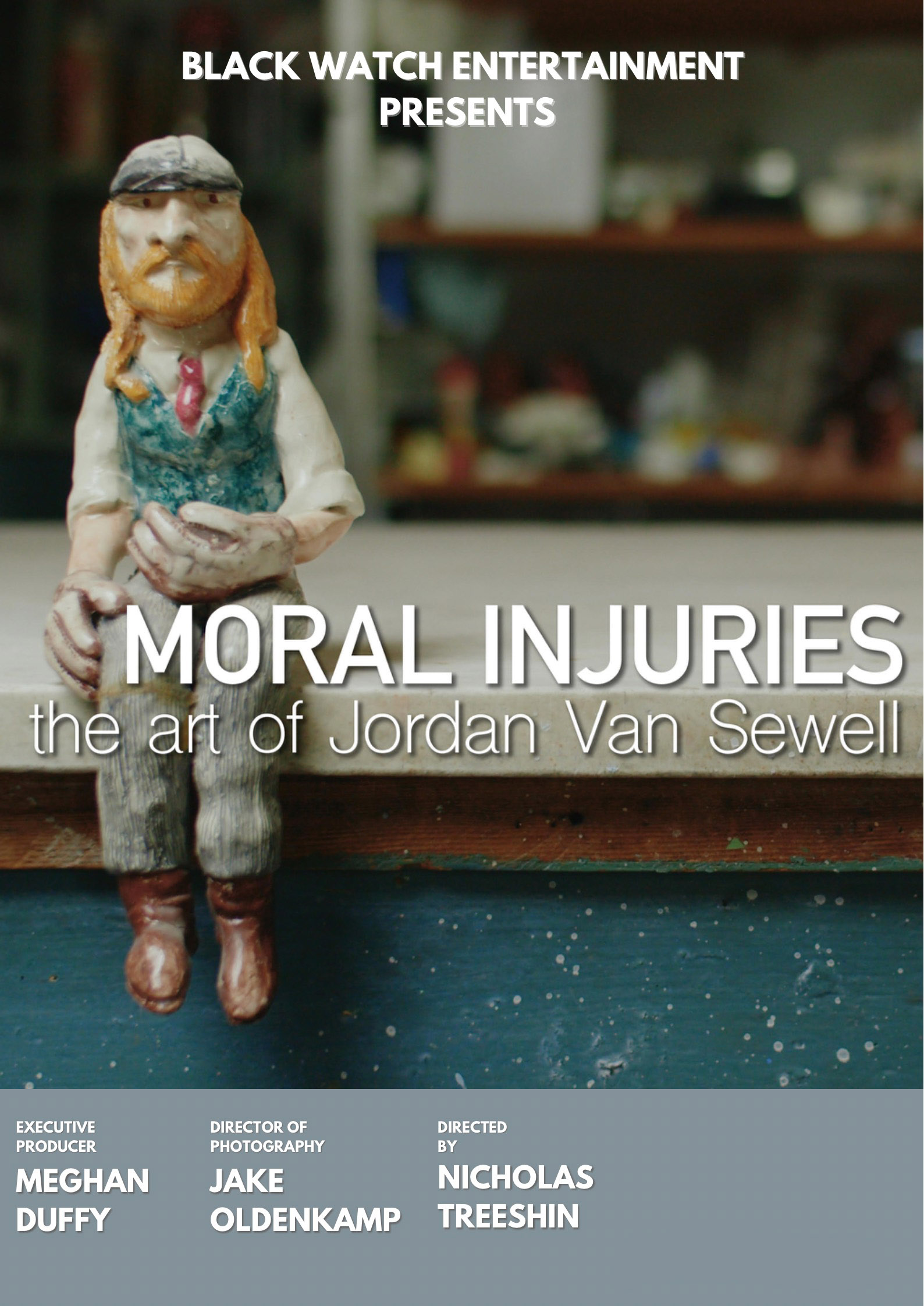 Cover of film: Moral Injuries about artist Jordan Van Sewell